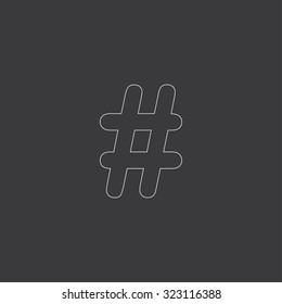 A White Outlined Icon on Grey Background - Hashtag