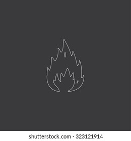 A White Outlined Icon on Grey Background - Fire