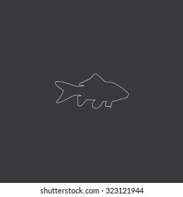 A White Outlined Icon on Grey Background - Goldfish