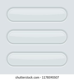White oval buttons. 3d web interface elements. Vector illustration