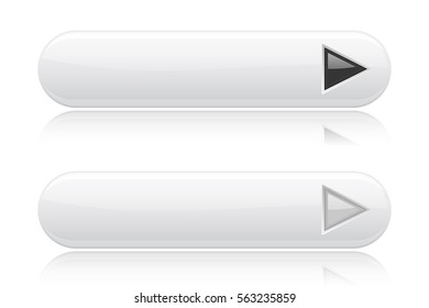 White oval buttons with black and white arrows. Menu interface elements. Vector 3d illustration isolated on white background