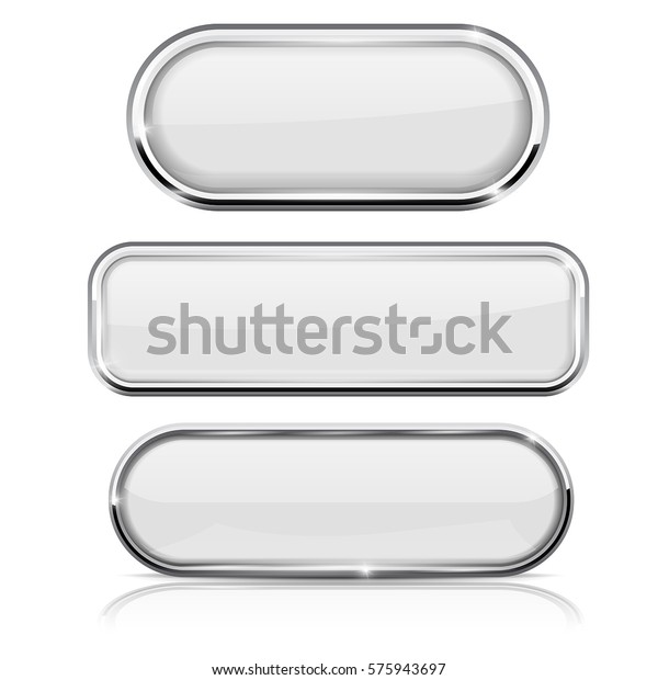 White Oval Buttons Chrome Frame Vector Stock Vector (Royalty Free ...