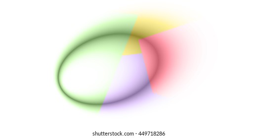 white oval with cracks and colored squares vector abstract illustration, gray background