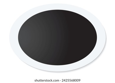 White oval or ellipse with black inside, complete with shadow. Pattern vector illustration Picture frame with copy space or empty. white background