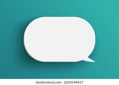 White oval empty speech bubble isolated on green background. Thinking symbol with blank space for text, quote, message. Minimal social banners, price tags, stickers, posters, badges