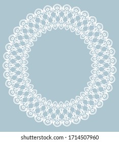 White oval openwork frame on a gray background