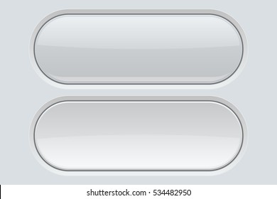 White oval plastic buttons. Blank icons. Vector illustration.