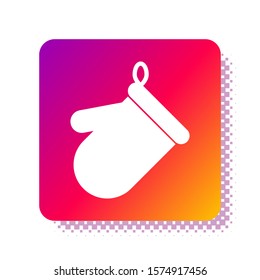 White Oven glove icon isolated on white background. Kitchen potholder sign. Cooking glove. Square color button. Vector Illustration