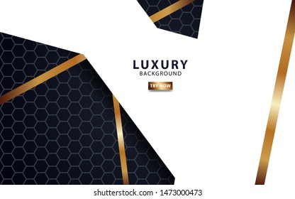 White overlap background vector. Realistic overlap layer on black textured background with golden line.