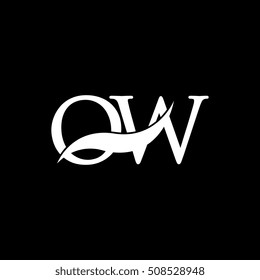 White OW Swoosh Logo Vector