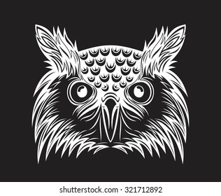 White owl bird head for mascot, tattoo or t-shirt design