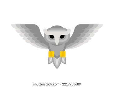 White Owl isolated. eagle-owl Vector illustration