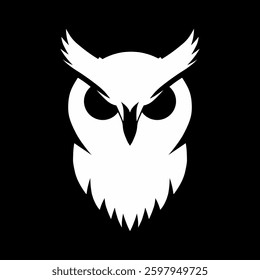 White owl silhouette on black background
