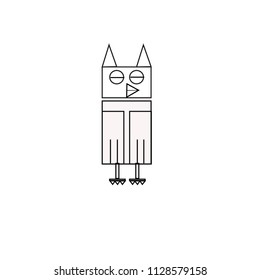 white  owl stand  on white background
