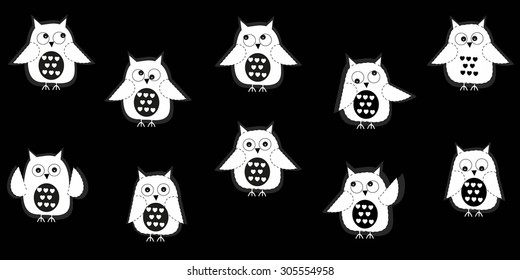 White owl vector with black background vector