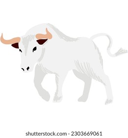 White ox vector chinese bull icon buffalo cartoon