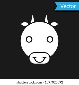 White Ox zodiac sign icon isolated on black background. Astrological horoscope collection.  Vector Illustration