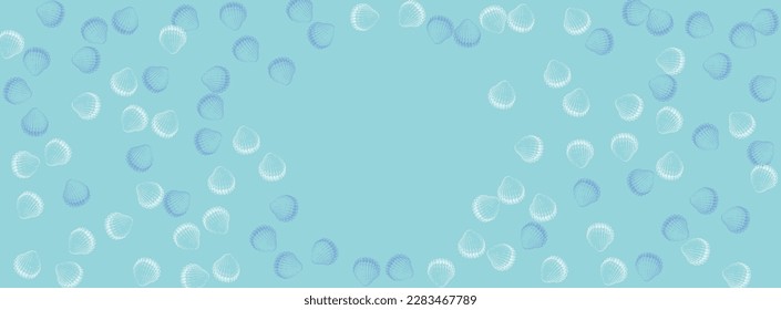White Oyster Background Blue Vector. Snail Nautical Set. Decoration Illustration. Navy Shell Watercolor Textile Card.