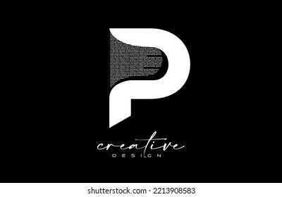 White P Letter Logo Design with Creative letter p made of Black text font Texture Vector. Graphic Icon P Letter Logo illustration.