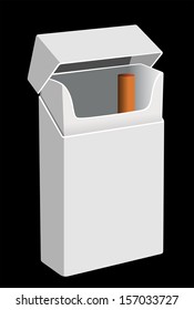 White Pack of cigarettes isolated on black background