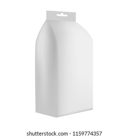 White pack of detergent mockup. Realistic illustration of white pack of detergent vector mockup for web design isolated on white background