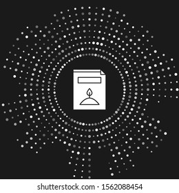White A pack full of seeds of a specific plant icon isolated on grey background. Abstract circle random dots. Vector Illustration