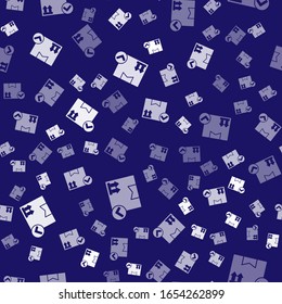 Cuadro Paquete blanco con icono de marca aislado sin fisuras en fondo azul. Cuadro de paquete. Entrega aprobada o recepción de paquete correcta.  Ilustración vectorial