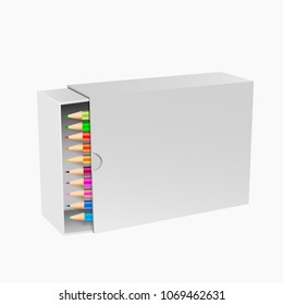 White Package Box Color pencils Mockup For Your Design eps 10 vector