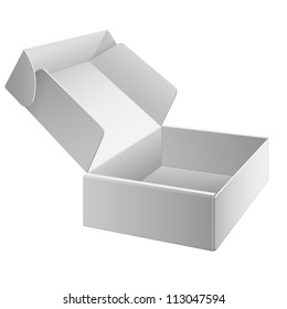 White Package Box Opened. For Software, electronic device and other products. Vector illustration