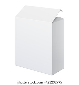 White Package Box Opened. For Software, electronic device and other products. Vector illustration