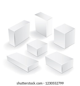 White package box. Packaging mock up template. Good for a food, electronics, software, cosmetics design and other products. Vector illustrated