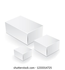 White package box. Packaging mock up template. Good for a food, electronics, software, cosmetics design and other products. Vector illustrated