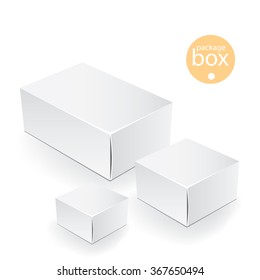 White package box. Packaging mock up template. Good for a food, electronics, software, cosmetics design and other products. Vector illustrated