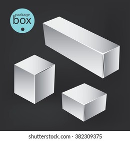 White package box. Packaging mock up template. Good for a food, electronics, software, cosmetics design and other products. Vector illustrated