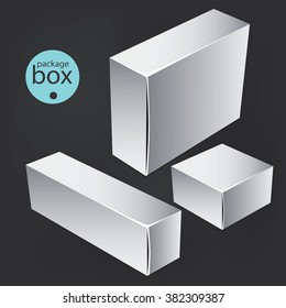 White package box. Packaging mock up template. Good for a food, electronics, software, cosmetics design and other products. Vector illustrated