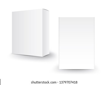 White package box vector, package design, 3d box, product design, realistic packaging for cosmetic or medical, paper boxes.