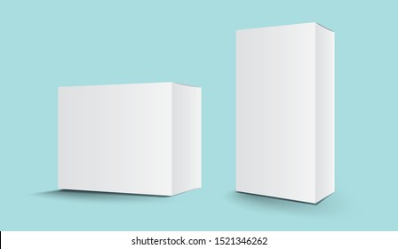 White package box vector, package design, 3d box, product design, realistic packaging for cosmetic or medical, paper boxes.