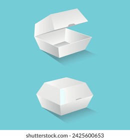 White Package Cardboard Box. For Food. Vector illustration.