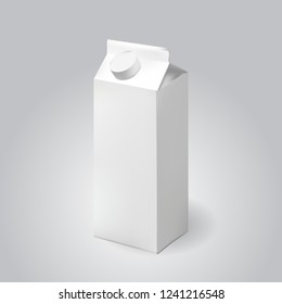 White package carton template realistic vector illustration. Studio background