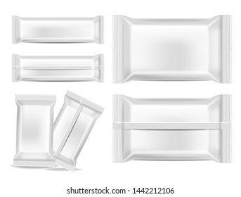 White package for chocolate, isolated realistic package, big set packaging, vector illustration