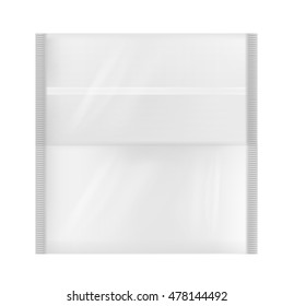 White package with flap for snacks, food, chips, cheese and spices