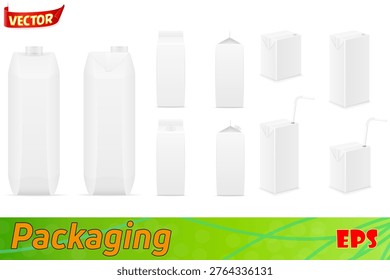 white package with juice set icons vector illustration