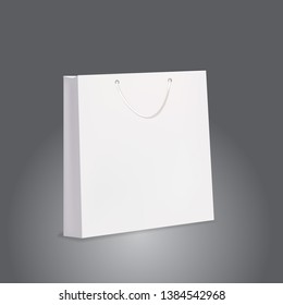 White package. White paper bag. Realistic vector illustration