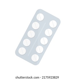 Weiße Packung mit Tabletten, Blisterpackungen Packungen Arzneimittel Muster Vektor Vorlage. Schmerzmittel, Antibiotika, Vitamine, Aspirin-Tabletten für Ihr Design Eps10