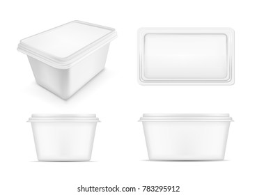 White packaging with lid for food.