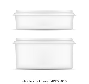 White packaging with lid for food.