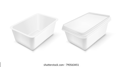White packaging with lid for food