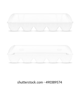 White Packaging For Ten Eggs. Clear Template. EPS10 Vector