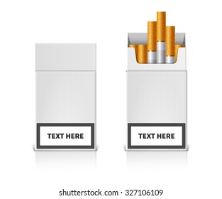 White packs of cigarettes with frame for inscriptions about harm of Smoking