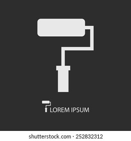White  paddle roller as logo on dark grey background with copy space.  Repair symbol